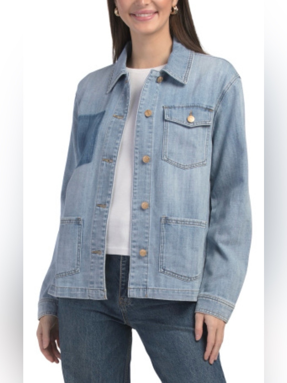 Kut from the Kloth Adelyn LightWash Denim Jacket W/Pockets/Button Down Sz S NWT